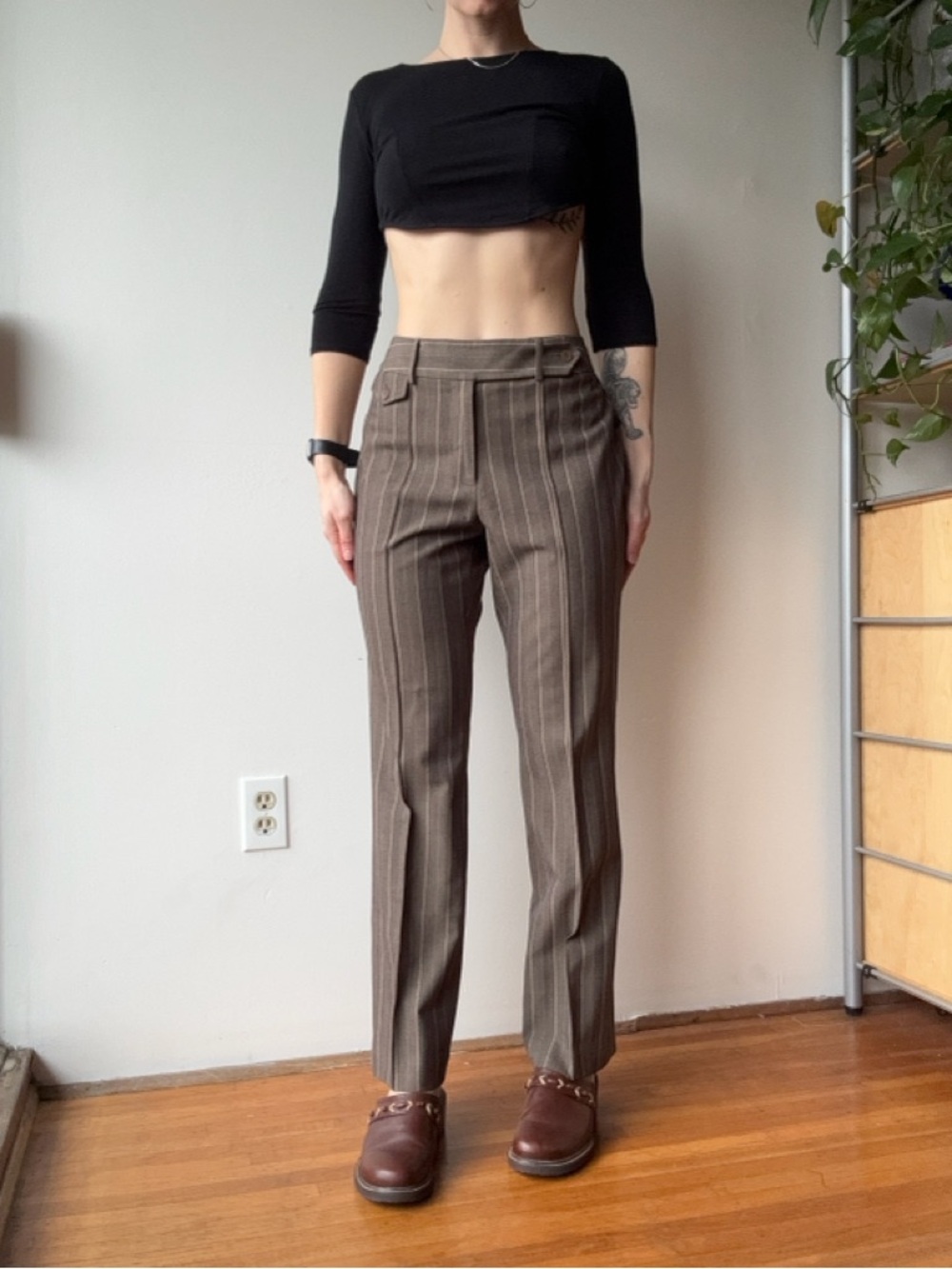 Nygard Brown Pinstripe Tailored Trousers - size 8